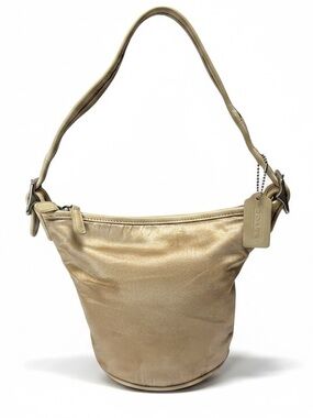 COACH Vintage ‘90s Citrine Satin Leather Hobo Shoulder Bucket Bag L7X6100 Silver